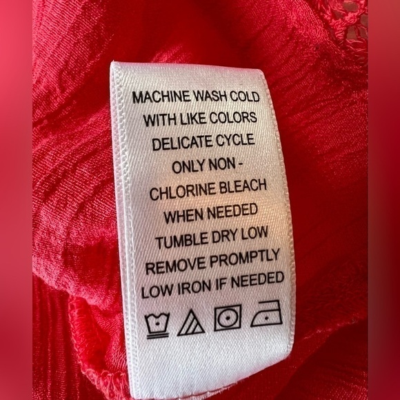 COUNTERPARTS XL SALMON/PINK LINEN LIKE BLOUSE WITH LACE TRIM - Picture 9 of 10